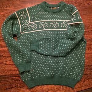 Blarney Castle Irish Fisherman's Women's Wool Sweater Clover St. Patrick's XS